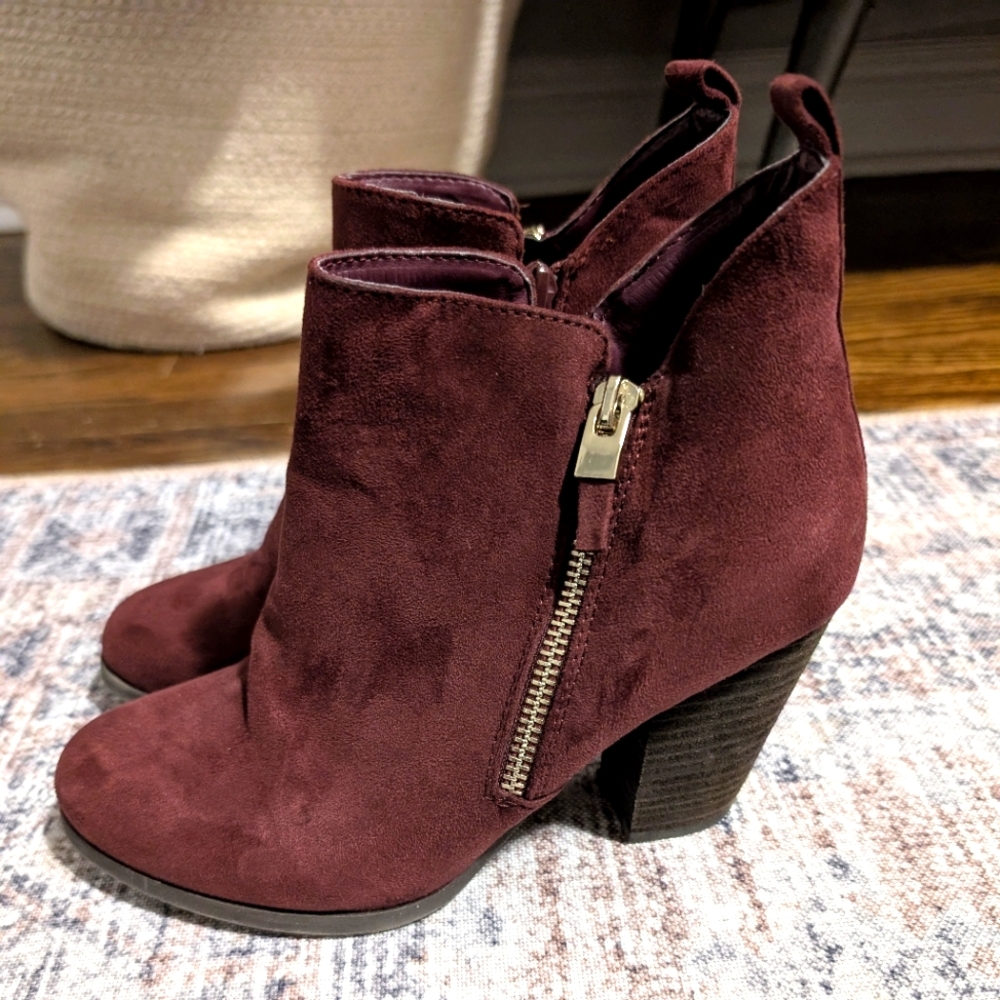 Purple Suede Booties (Size 6.5)